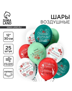 Воздушные шары латексные 12" «Шарики учителю», 25 шт., шелкография, МИКС Бикей