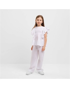 Комплект (блузка и брюки) для девочки, белый, рост 134 см Minaku