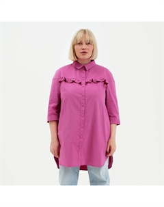 Рубашка женская с воланом plus-size, размер 50, розовая Mist