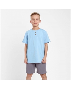 Комплект для мальчика (футболка, шорты), светло-голубой/серый, рост 146 см Minaku