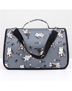 Сумка-переноска каркасная «Играющие котики», размер S, 37.5×17×22 см, серая Пижон