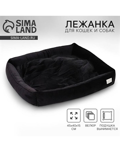 Лежанка для кошек и собак велюровая, 70 х 65 х 15 см, черная Pet lab