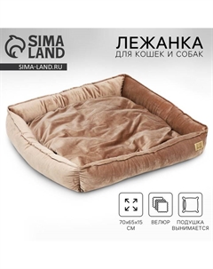 Лежанка для кошек и собак велюровая, 70 х 65 х 15 см, бежевая Pet lab