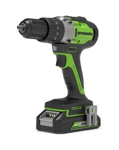 Дрель-шуруповерт аккумуляторная Gd=24Dd=60K2, 24 В, 1800 об/мин, 60 Нм, БЗП 13 мм Greenworks