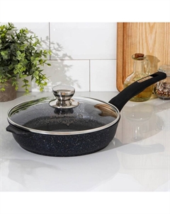 Сковорода «Гранит Star», d=24 см, стеклянная крышка, антипригарное покрытие, литой алюминий, тёмно-синяя Мечта