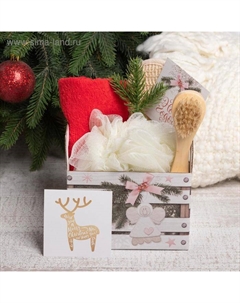 Набор подарочный новогодний "Счастья в сердце", полотенце и аксессуары (6 предметов) Этель