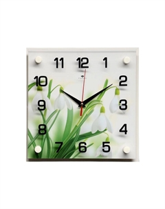 Часы настенные: Цветы, «Подснежники», бесшумные, 25×25 см Рубин