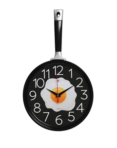 Часы настенные интерьерные для кухни "Сковорода", бесшумные, 25 х 43 см, чёрные, АА Рубин