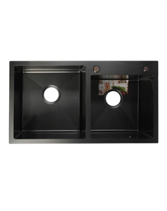 Мойка кухонная AFLORN AF97843B-D, врезная, двойная, S=3.0 и 0.8 мм, 78×43×22 см, сифон, графит Aflorn