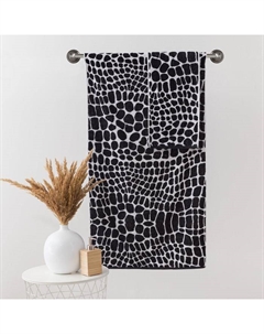 Полотенце махровое ЧБ «Змея», пестроткань, 70×130 см Этель