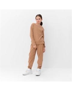 Костюм для девочки (свитшот, брюки), бежевый, рост 152 см Minaku