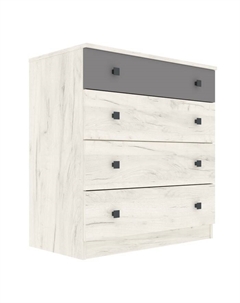 Комод напольный для хранения вещей «Люсси», 4 ящика, 925×470×804 мм, цвет дуб крафт белый/шифер серый Омскмебель