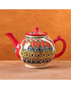 Чайник заварочный Риштанская Керамика «Узоры», 1 л, красный Шафран