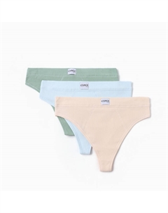 Набор женских трусов бразилиана (3 шт.), цвет зеленый/голубой/бежевый, размер 48 (L) Mark formelle