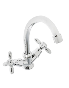 Смеситель для кухни Accoona A5678, двухвентильный, силумин, хром