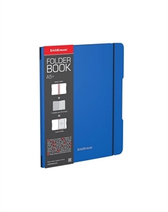 Тетрадь 48 листов в клетку, FolderBook, съёмная пластиковая обложка, на резинке, синяя Erichkrause