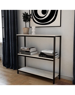 Стеллаж, 1000×300×940 мм, цвет металл чёрный муар/ЛДСП дуб крафт белый Омскмебель