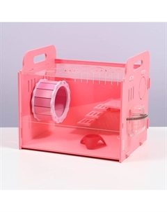 Клетка-переноска для грызунов, акриловая, розовая, 29 х 23,5 х 26 см Пижон