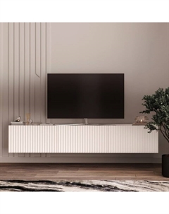 Тумба под ТВ подвесная «Глэйс», 2108×436×368 мм, ЛДСП белый бриллиант/МДФ белый софт Омскмебель