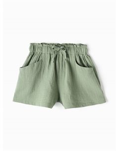 Шорты из муслина для девочек, рост 152 см, зелёные Kaftan