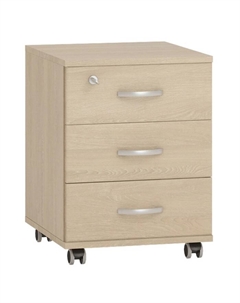Тумба выкатная, 3 ящика, 454×482×562 мм, цвет дуб сонома Омскмебель