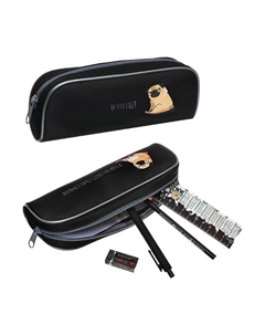 Пенал мягкий 1 отделение, 210 x 80 x 40,, с наполнением 4 предмета, универсальный, "Мопс" Calligrata