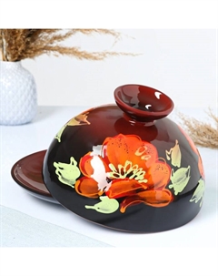 Блинница «Застолье.Мак», 15×24 см, керамика, чёрная Псковский гончар