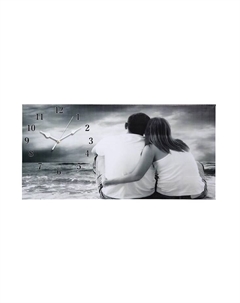 Часы-картина настенные, на холсте, интерьерные, бесшумные «Влюбленная пара», 40×76 см Сюжет