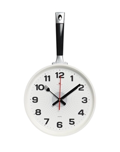 Часы настенные интерьерные для кухни "Сковорода", бесшумные, 25 х 43 см, белые, АА Рубин