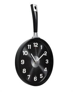 Часы настенные интерьерные для кухни "Сковорода", бесшумные, 25 х 43 см, чёрные, АА Рубин