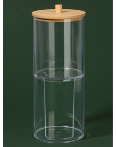 Органайзер для ватных палочек и дисков «BAMBOO», с крышкой, 2 секции, 7×18.5 см, прозрачный Qf