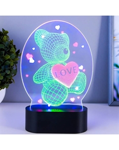 Светильник сенсорный «Мишка с сердцем» LED USB (90 см) от батареек 3xАА черный 13.5×5.5×21 см Risalux