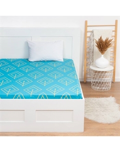 Простыня на резинке 1.5-спальная «. бирюзовая лепесток», 140×200+20 см, поплин Этель