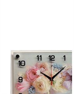 Часы настенные, интерьерные "Цветы", бесшумные, 35 х 25 см Рубин