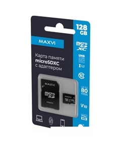 Карта памяти microSDXC 128GB MSD128GBC10V10 (с адаптером) Maxvi