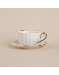 Чайная пара фарфоровая SL Home «Гарда», 2 предмета: чашка 200 мл, блюдце d=15 см, белая Sima-land home