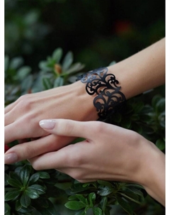 Браслет металл «Каркас» фэшн леди, узор, цвет чёрный, 6 см Qf