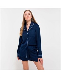 Пижама женская (рубашка, шорты) : Light touch, синяя, размер 50 Minaku