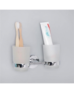 Держатель для зубных щёток настенный А11304, 2 стакана, стекло, хром Accoona
