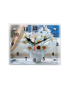 Часы-картина настенные, интерьерные «Ромашки», бесшумные, 25×20 см Сюжет