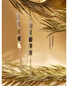 Набор 2 предмета: серьги, бусы «Унисон» прямоугольники, цвет серебро, 80 см Qf