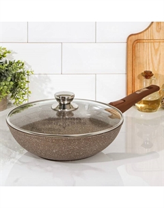 Сковорода - вок «Гранит Brown», d=28 см, съёмная ручка, антипригарное покрытие, литой алюминий, коричневая Мечта