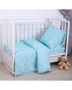 Постельное бельё BABY Единорожки бирюза 112х147см, 110х150см, 60х60см, бязь 120г/м,, хлопок 100% Атра