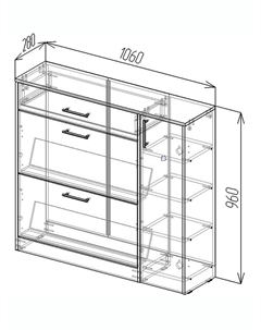 Обувница в прихожую «», с дверью, 1060×280×960 мм, цвет дуб вотан/белый Клик мебель