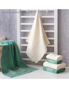 Полотенце махровое «Полоски», молочное 50х90 см, 100% хлопок, 370гр/м2 Этель