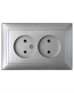 Розетка Fenix 2-гнездн. б/з б/ш (с рамкой) серебро РС16-307 Energy