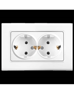 Linnera S белая Розетка 2-гнездн. с/з (с рамкой) 91400056 Viko