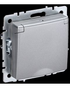 Алюм. Розетка 1-гнездн. с/з с/ш с кр. IP44 (без рамки) BR-R16-16-44-K47 IEK Brite