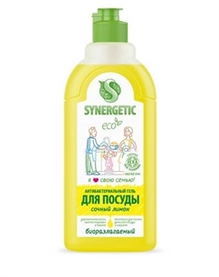 Средство для мытья посуды антибактериальное, с ароматом лимона, 500 мл Synergetic
