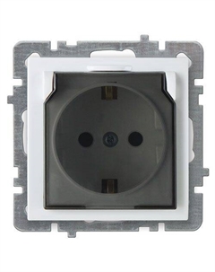 TOURAN бел. Розетка 1-гн. с/з с крышкой (без рамки) 24110418 Nilson